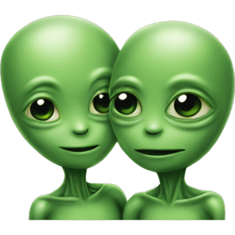 couple of green alien in  love emoji