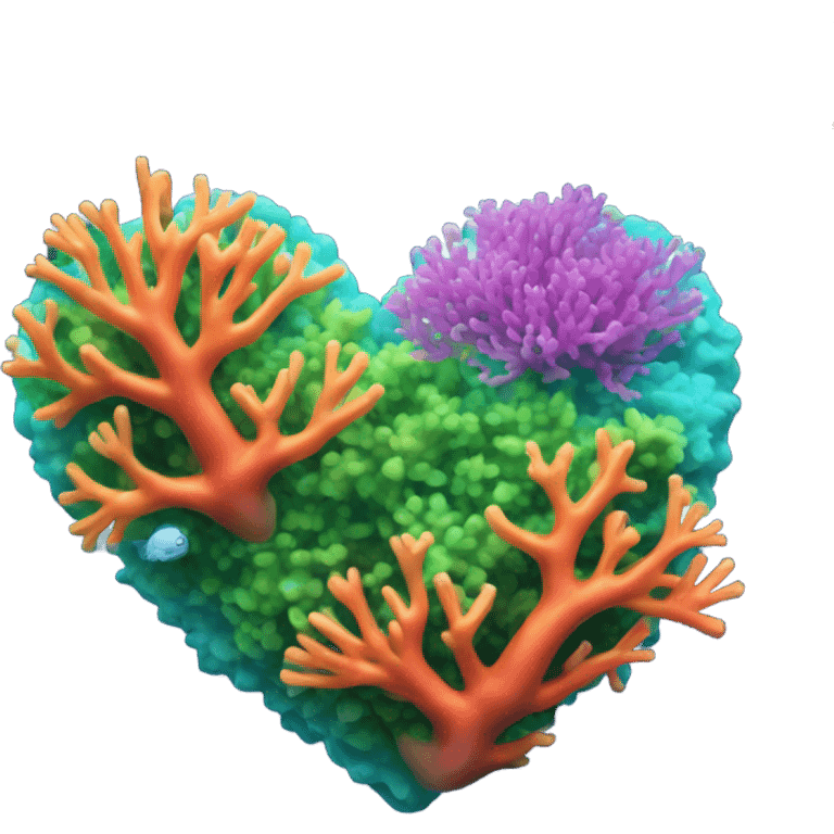 Colorful ocean Coral reef in a the shape of a heart emoji