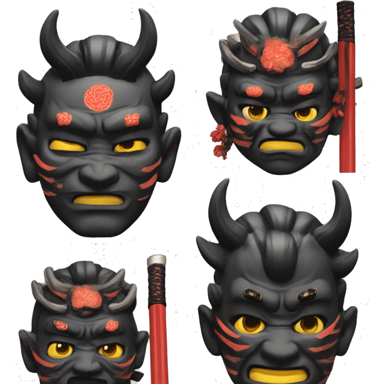 Samurai com mascara hannya emoji