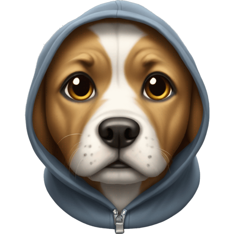 Dog wearing a hoodie dog emoji