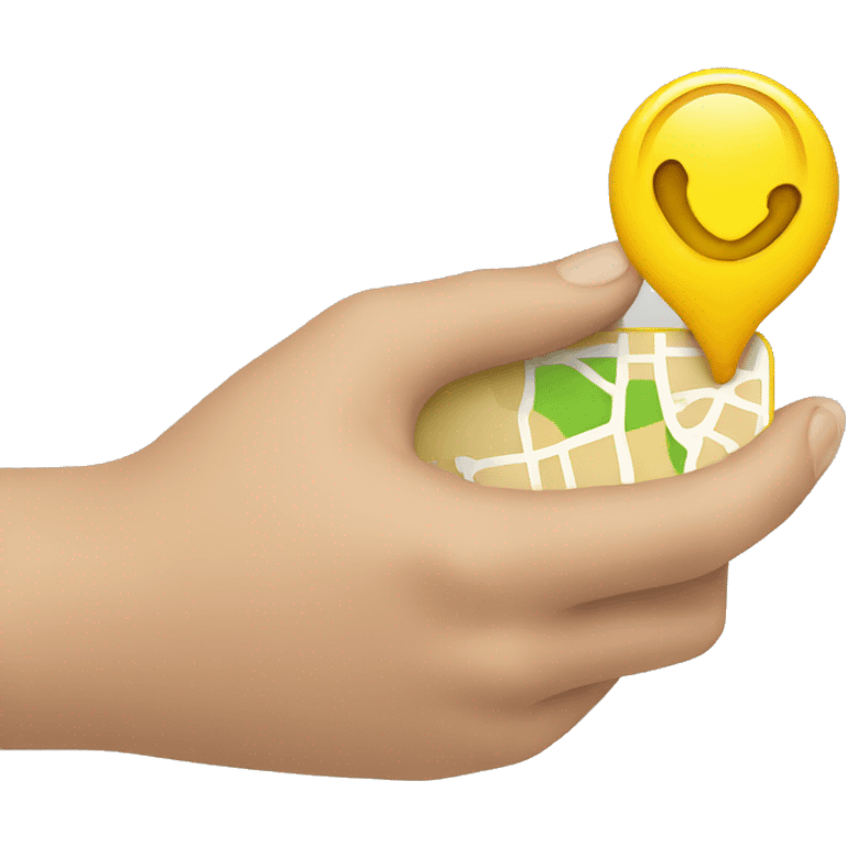 hand holding a iphone yellow map emoji