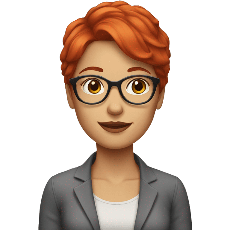 smart woman in glasses red hair emoji