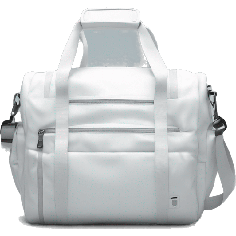 all white shoulder gym bag, white strap emoji