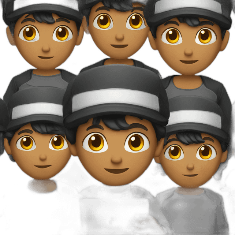 metisse boy dark hair black cap on computer geek emoji