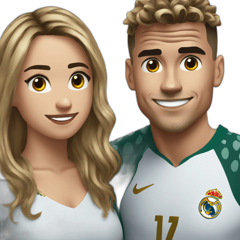 Griezmann showing his girlfriend to ronaldo emoji