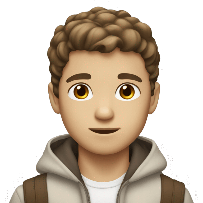 Boy with brown hair brown eyes white tan skin emoji