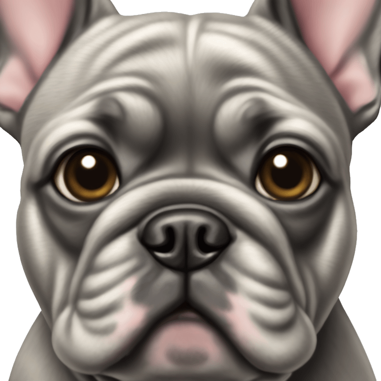 realistic close-up of graying brindle French bulldog  emoji