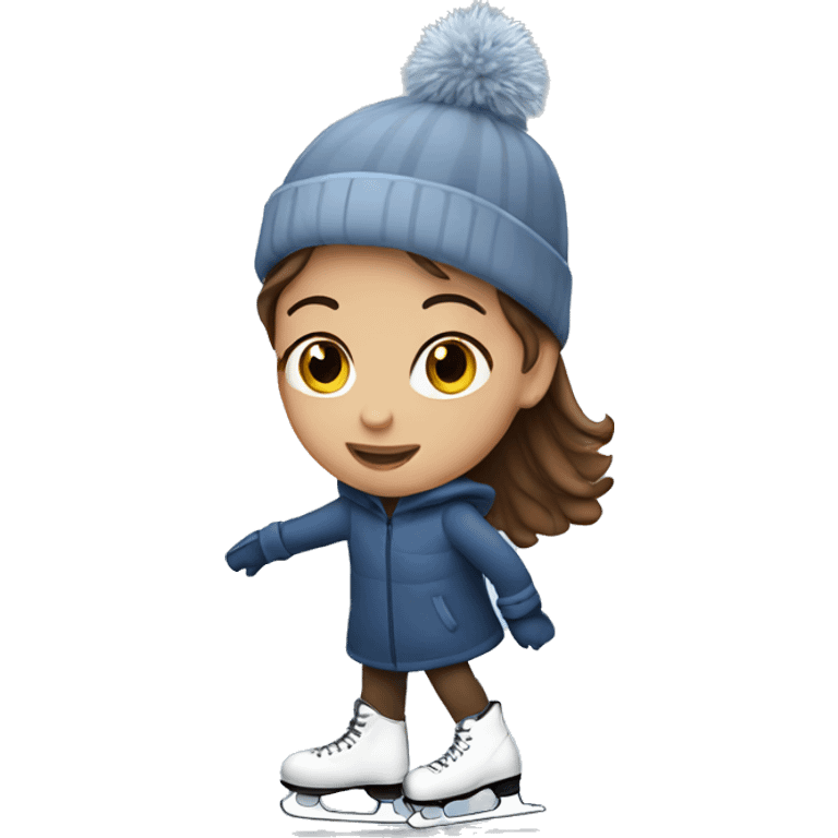 Girl with brown hair Ice skating emoji