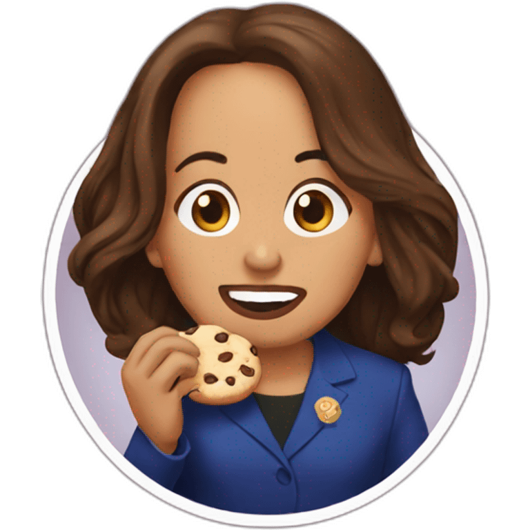 Kamala Harris eating a cookie emoji