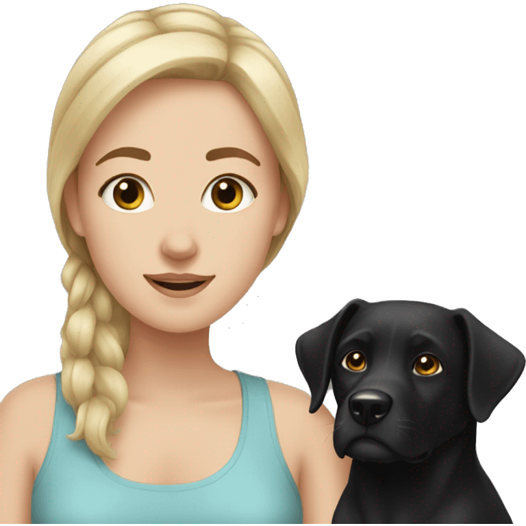 White Girl and black dog emoji