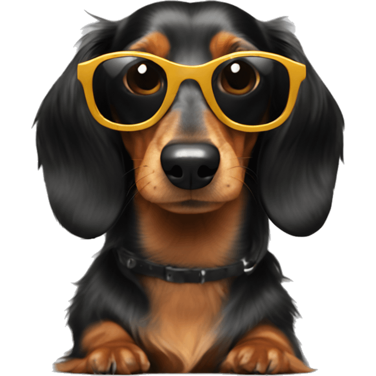 Long haired dachshund wearing sunglasses  emoji