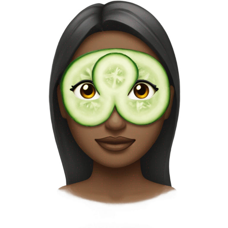 beautiful girl with a cucumber mask on her face emoji