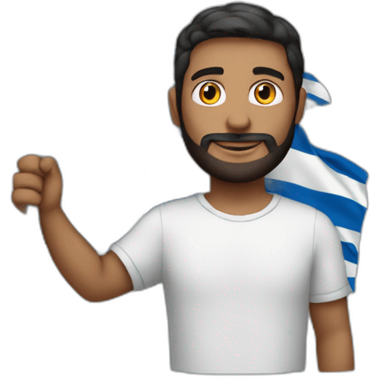 A man holding an Israeli flag emoji