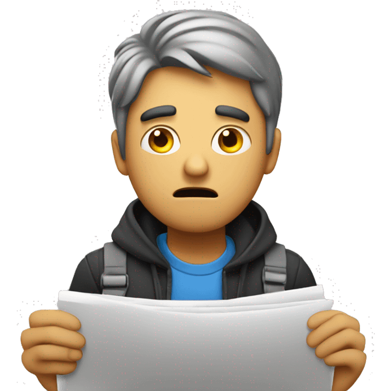 guy with a worry face writing a to do list emoji