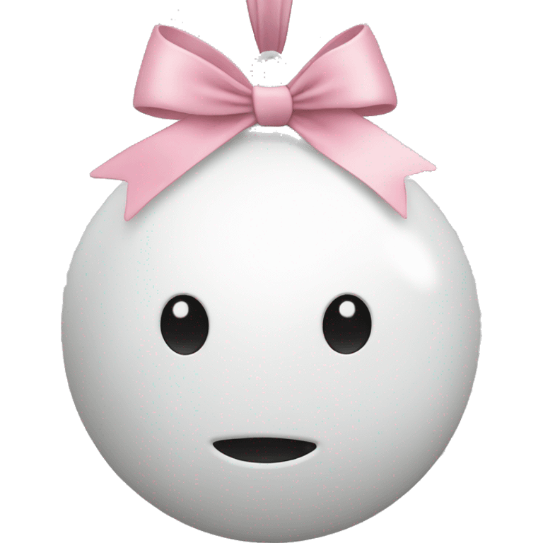 Faceless White Christmas ornament with a light pink bow on top emoji