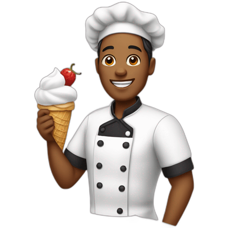 Man ice cream chef with black filipina emoji