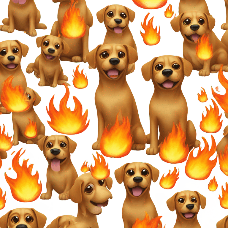 Dog surrounded by flames emoji