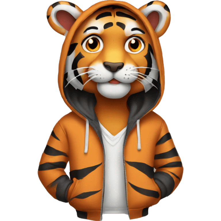 Tiger wearing a hoodie emoji