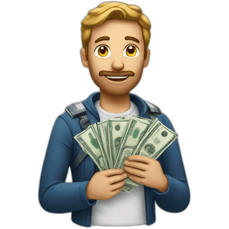 A man astronate holding money emoji