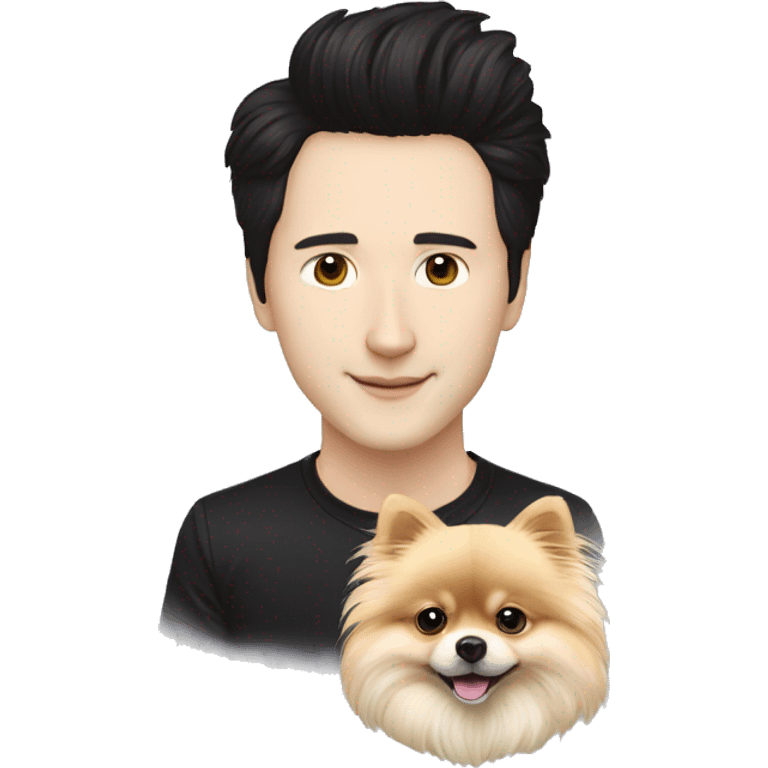 Pavel Durov and long hair Pomeranian dog, lambogini emoji