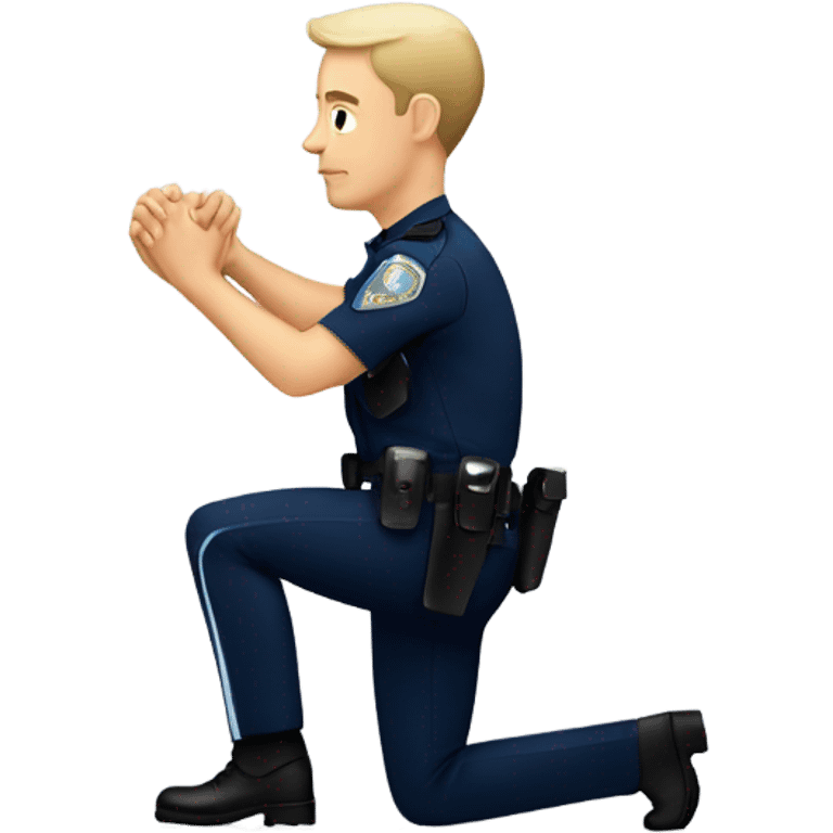 Caucasian Police officer takes a knee emoji