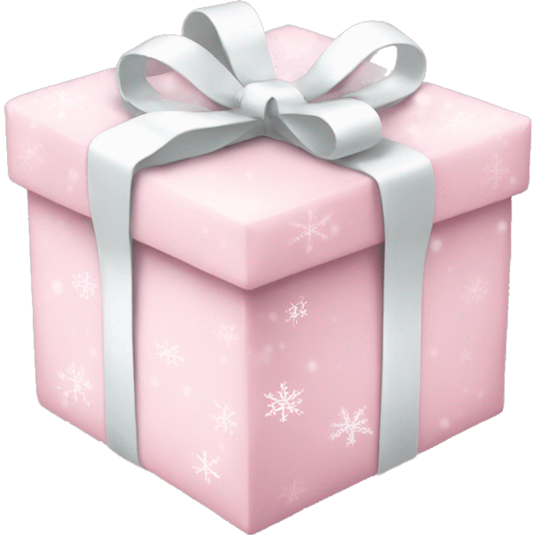 pale pink gift with white snowflakes emoji