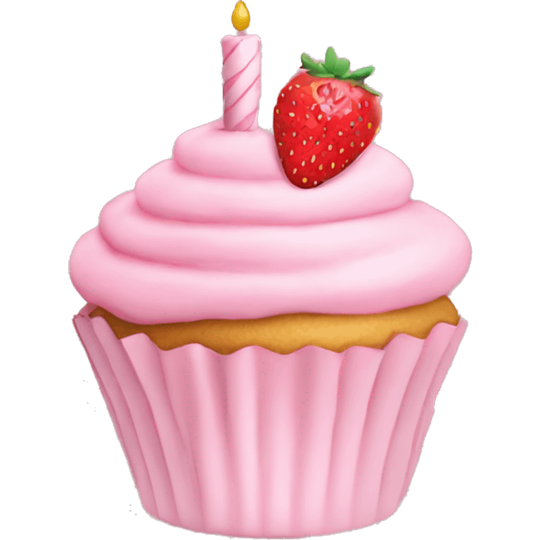 birthday pastel pink strawberry capcake  emoji