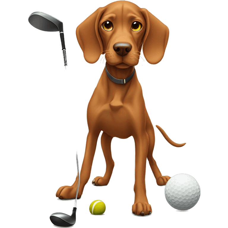 Vizsla playing golf emoji