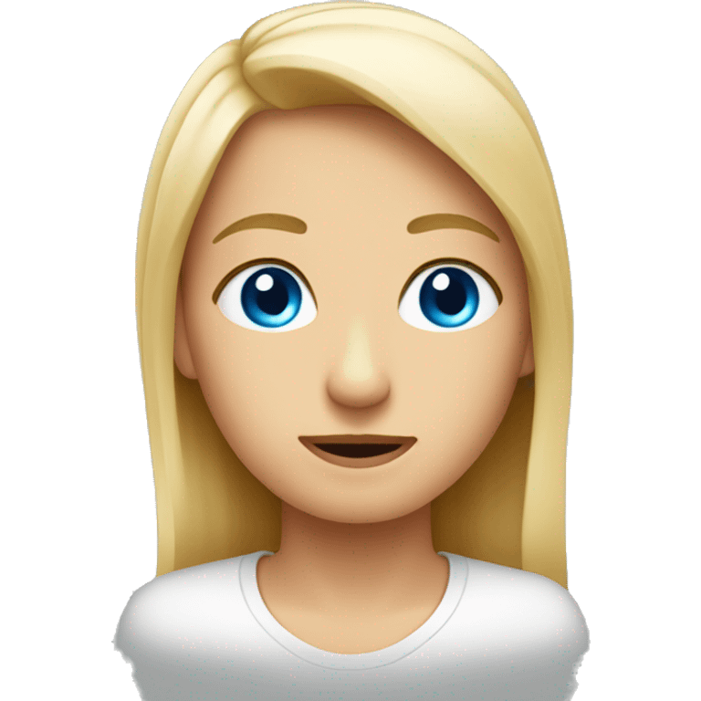 aadolecente rubia con ojos azules emoji