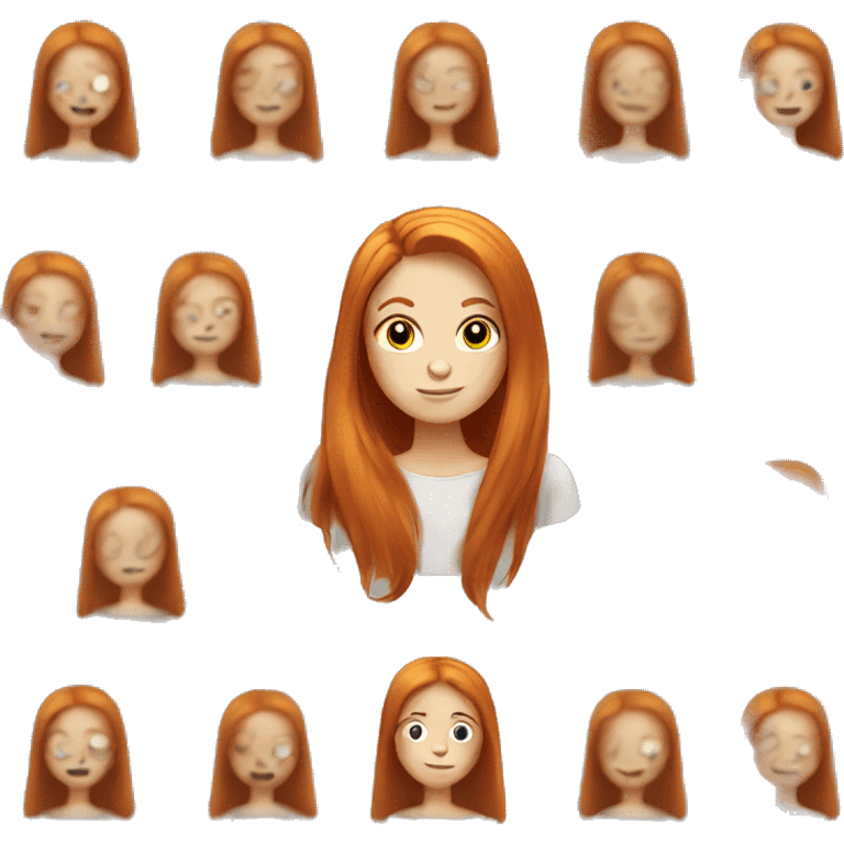 Ginger girl with long straight hair with chest emoji