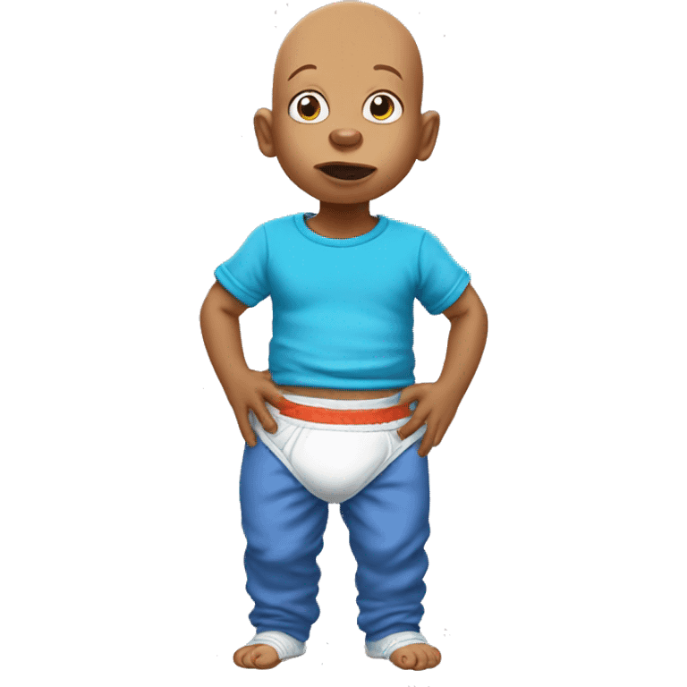 HAIRLESS BABY IN DIAPER WITH BLUE T-SHIRT, RUGRATS emoji