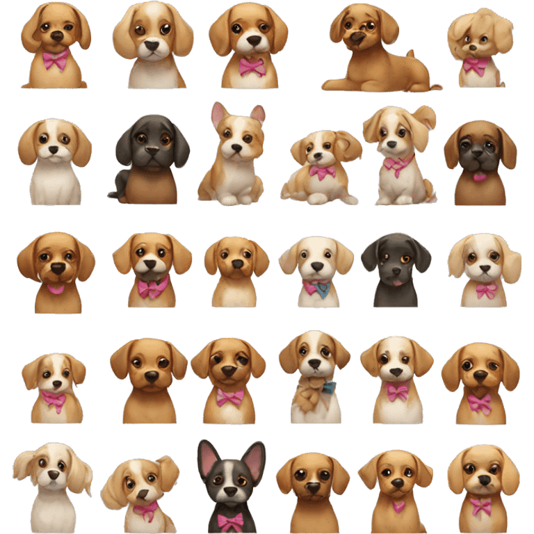 Cute dogs with bows emoji