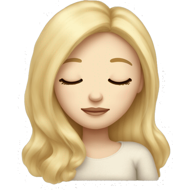 pretty light skinned blonde straight hair girl sleeping on a pillow with her closed eyes soft textures no background emoji