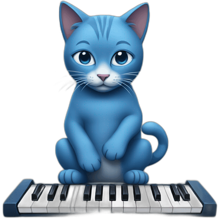 Blue cat playing keyboard emoji