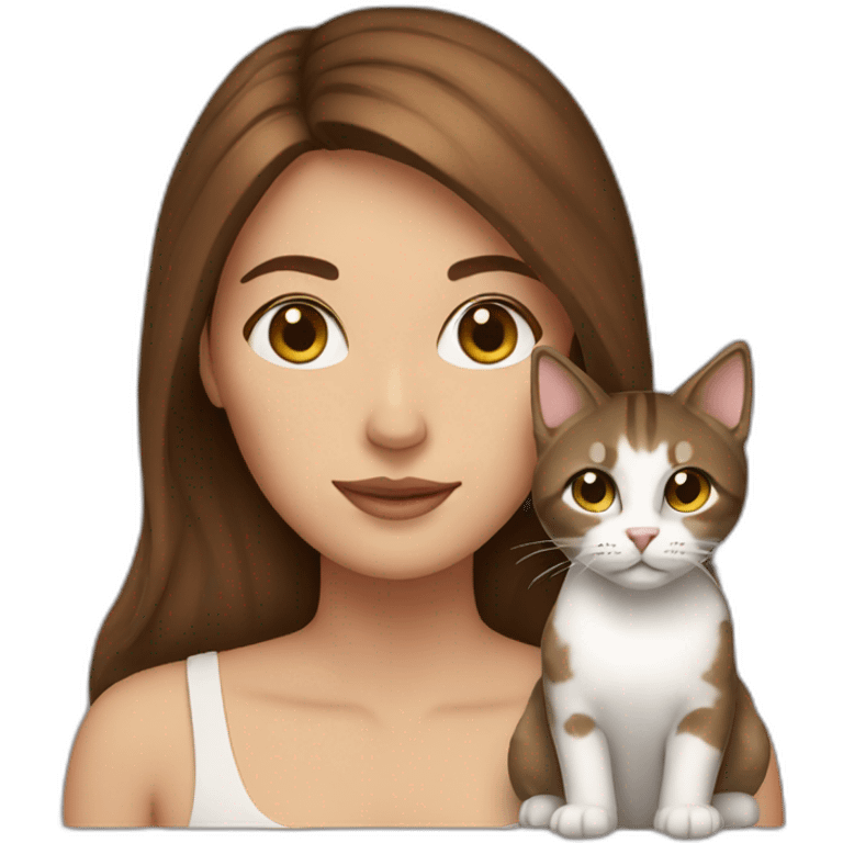 woman with brown hair with two cats emoji