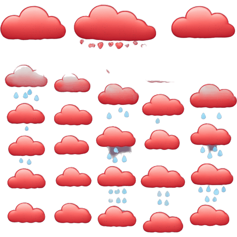 Red Cloud Raining different variations of hearts emoji