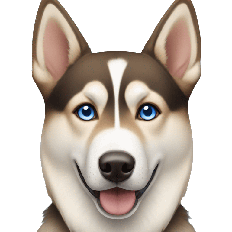 Brown Husky and German shepherd mix dog with two blue eyes emoji