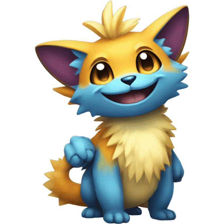 Colorful cute furry anthropomorphic painted Fakémon-Pokémon-creature emoji