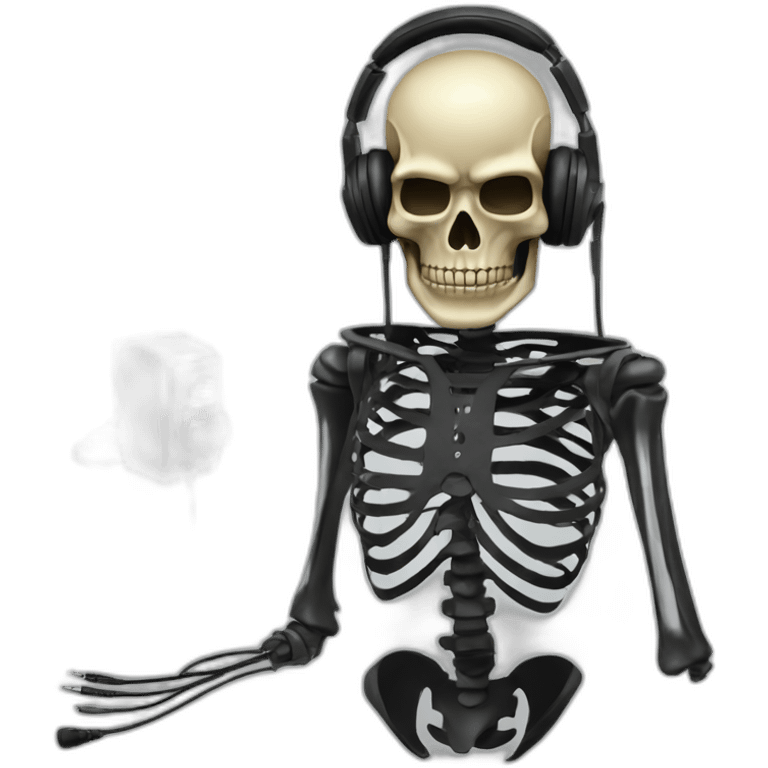 Military Skeleton mask with a long black mask underneath it and headset with a microphone emoji