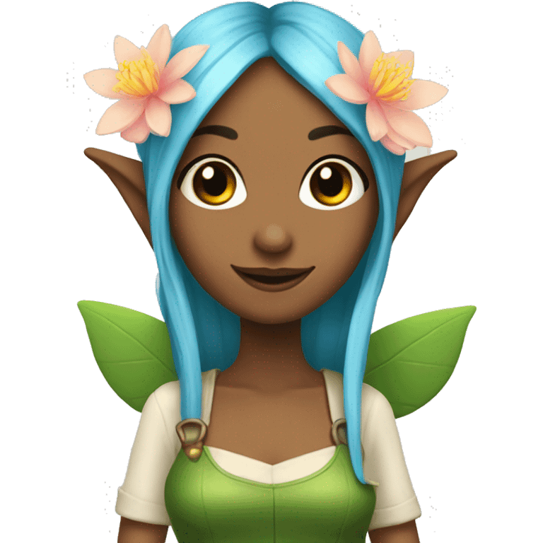 elf fairy mechanic with lotus flower in her hair  emoji