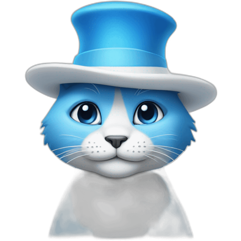 Blue cat Smurf wearing white hat emoji