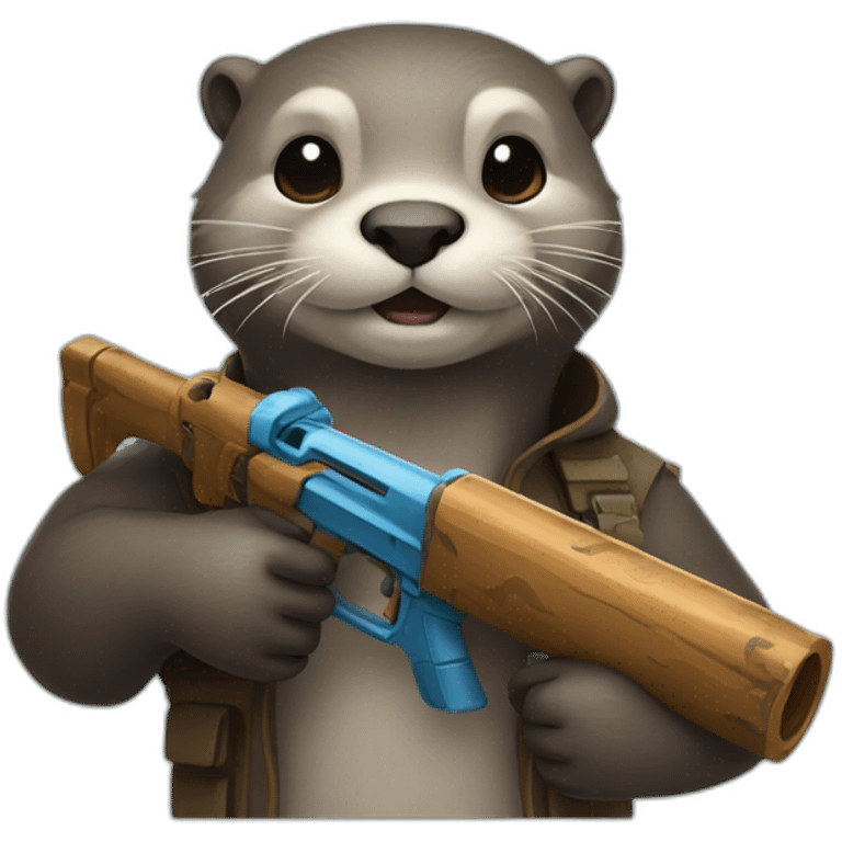 otter holding a water weapon in his hand emoji