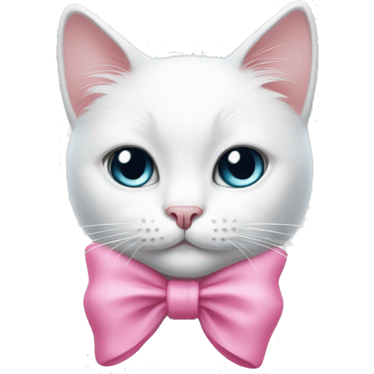 White Cat with pink bow emoji