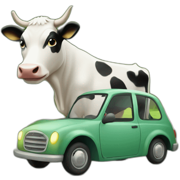 Vache sur une voiture emoji