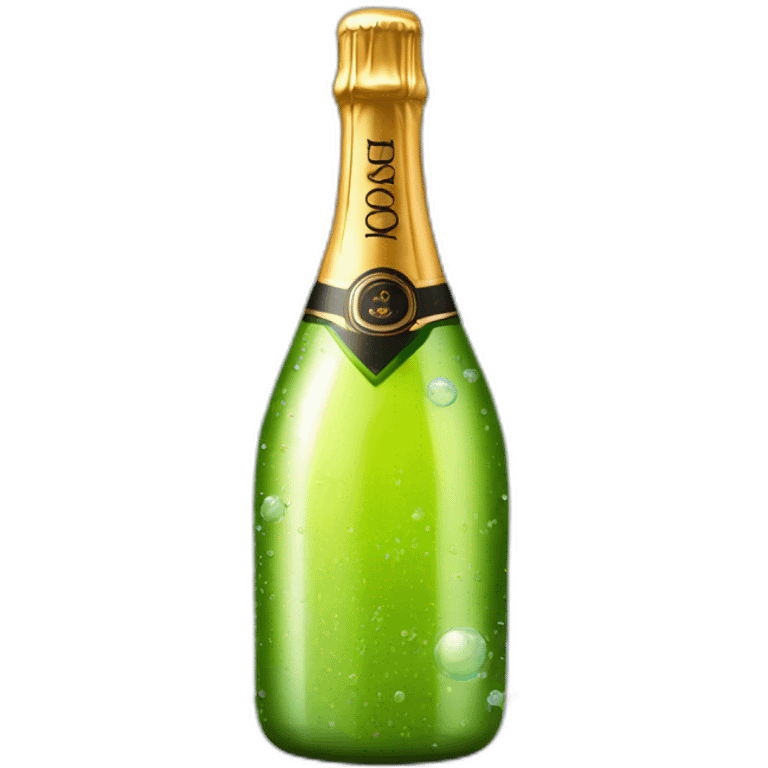 big champagne bottle with bubbles around emoji