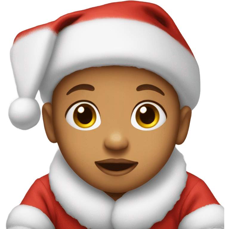 Baby wearing Santa hat emoji