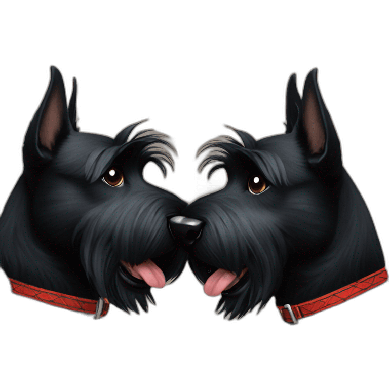 Two black Scottish terrier kissing emoji