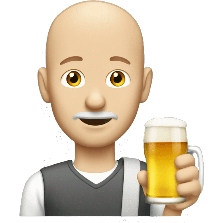 Bald Caucasian man drinking beer emoji