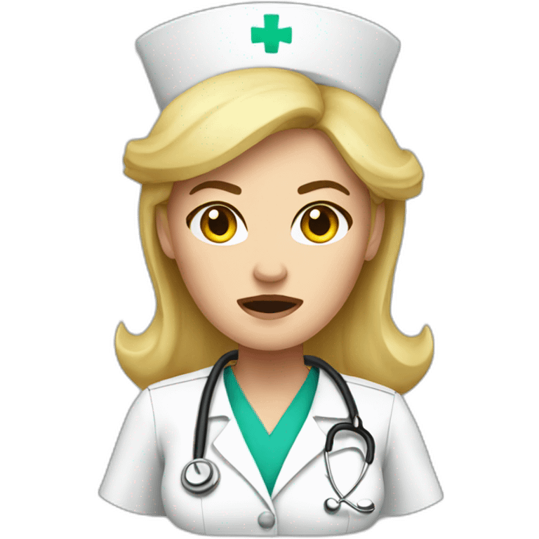 angry blonde woman nurse emoji