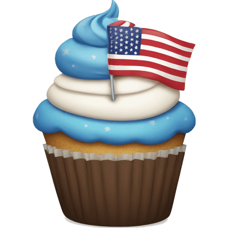 Happy cupcake with an American flag emoji